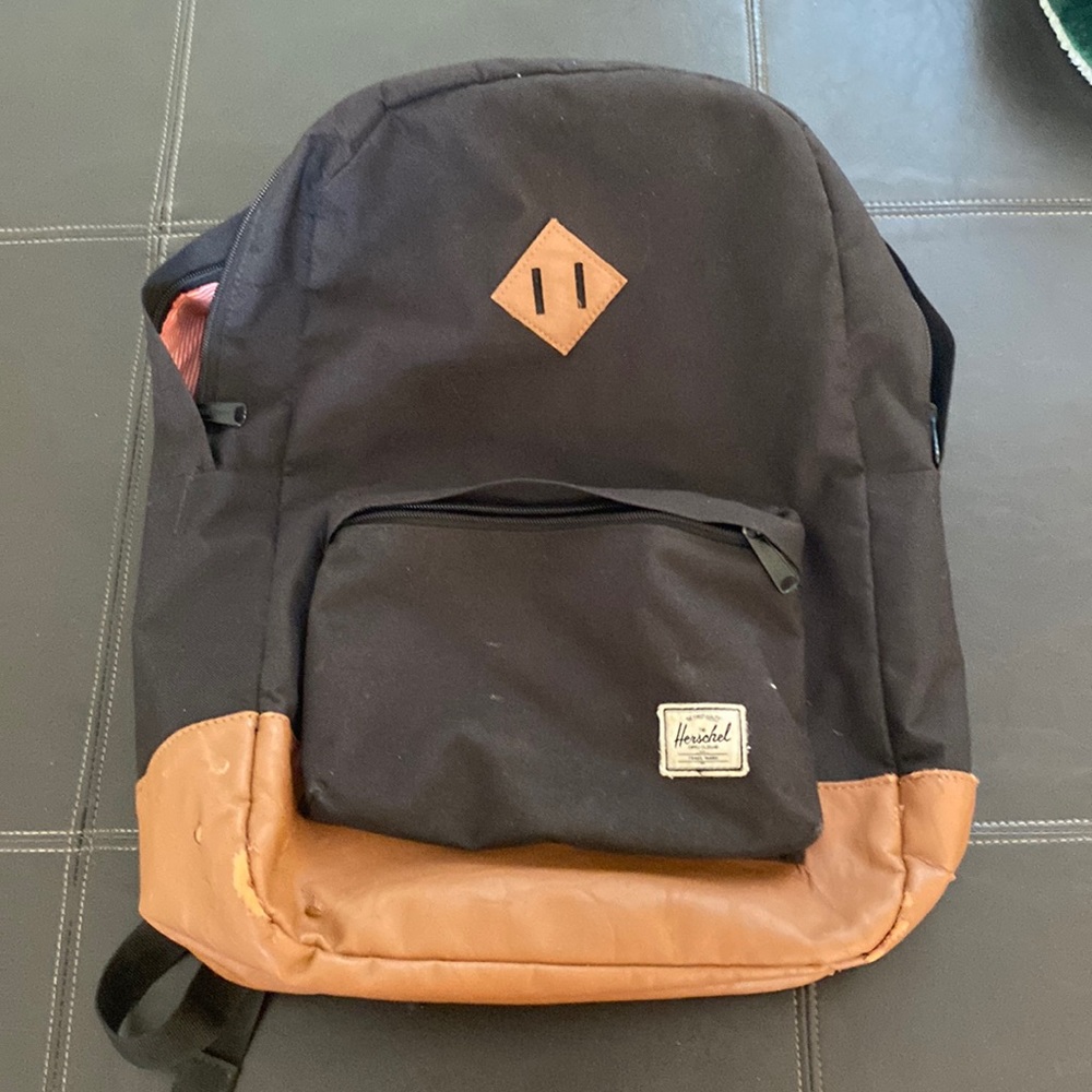 Herschel black and brown backpack